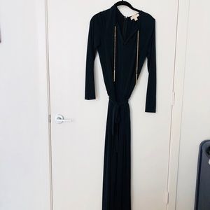 Dark Navy Blue Wide Leg Long Sleeve Jumpsuit